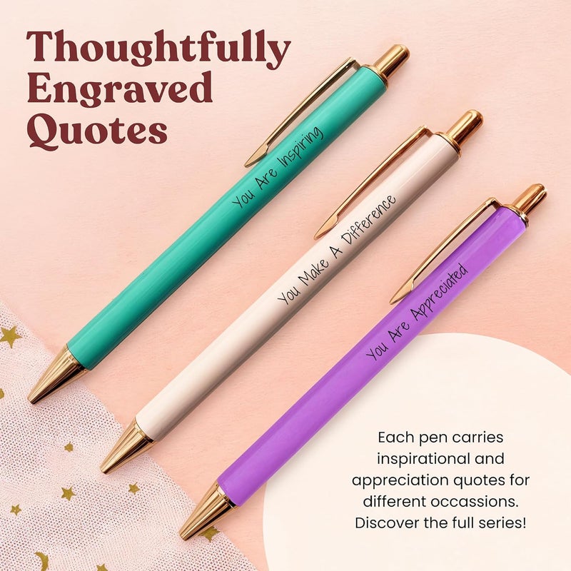 MESMOS 3pk Fancy Pen Set, Teacher Appreciation Gifts Ideas for Women, Best Teacher Gifts Supplies, Thank You Gift from Student, Difference Maker Gift, Aesthetic Nice Pen Set - Image 3
